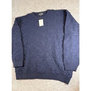 VTG Starex USA Textured Knit 3D Knit Sweater Mens 2XL Navy Crewneck Deadstock